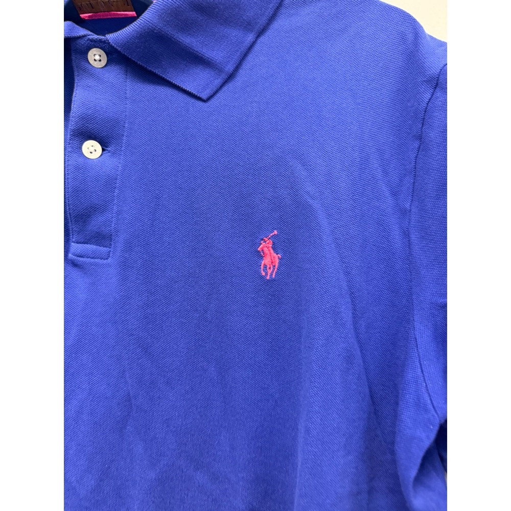 Polo Golf Ralph Lauren Mens Pro Fit Polo Shirt Blue Pink Pony Large Cotton Blend - Picture 2 of 6